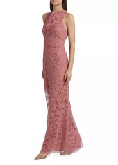 Marchesa Corded Lace & Floral Applique Gown