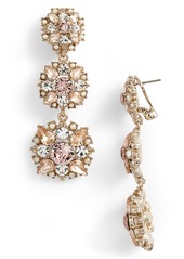 Marchesa Crystal & Imitation Pearl Embellished Triple Drop Earrings