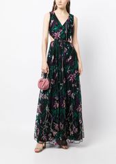 Marchesa cut-out floral-embroidery gown