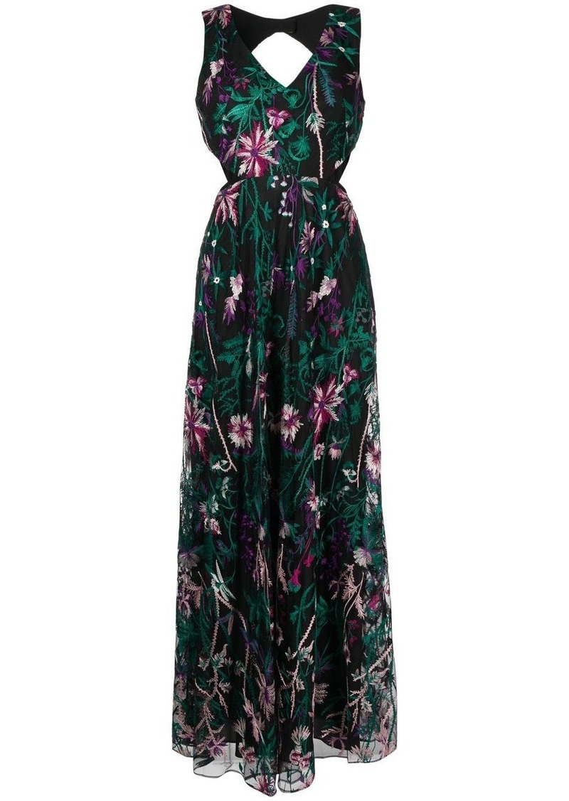 Marchesa cut-out floral-embroidery gown