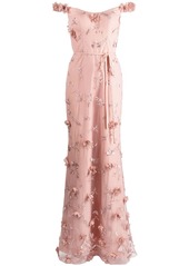 Marchesa floral-embroidered maxi gown