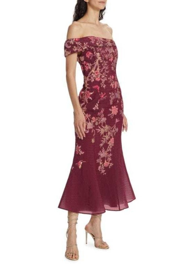 Marchesa Floral Flare Midi Dress