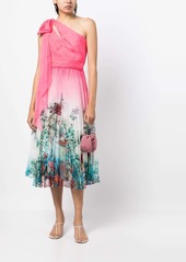 Marchesa floral-print pleated dress