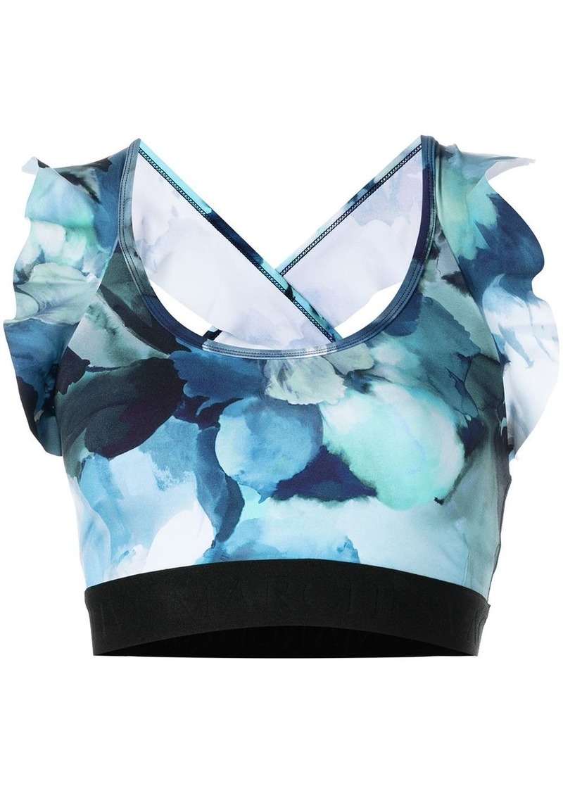 Marchesa floral-print sports bra