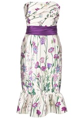 Marchesa floral print strapless dress