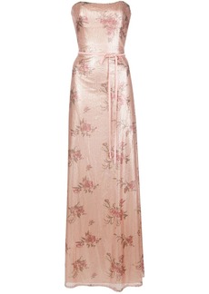 Marchesa bridesmaid floral-printed sequin gown