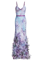 Marchesa Floral Tulle Mermaid Gown