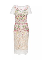 Marchesa Guipure Lace Midi-Dress