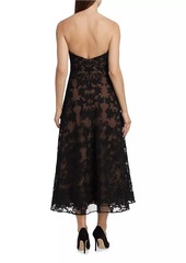 Marchesa Lace Strapless Corset Maxi Dress