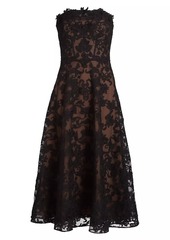 Marchesa Lace Strapless Corset Maxi Dress