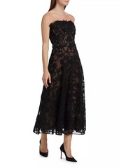 Marchesa Lace Strapless Corset Maxi Dress