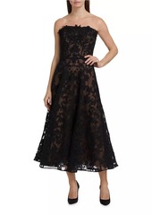 Marchesa Lace Strapless Corset Maxi Dress