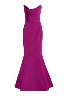 Marchesa - Corset Crepe Gown - Berry - US 2 - Moda Operandi