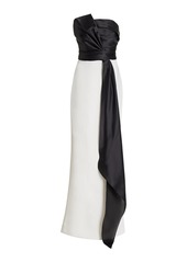 Marchesa - Exclusive Draped Two-Tone Silk Gown - Black/white - US 2 - Moda Operandi