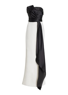 Marchesa - Exclusive Draped Two-Tone Silk Gown - Black/white - US 4 - Moda Operandi