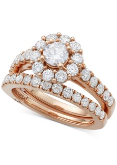 Marchesa Certified Diamond Bridal Set (2 ct. t.w.) in 18k Gold, White Gold or Rose Gold, Created for Macy's - Rose Gold