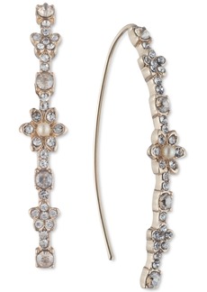 Marchesa Crystal & Imitation Pearl Flower Threader Earrings - Gold