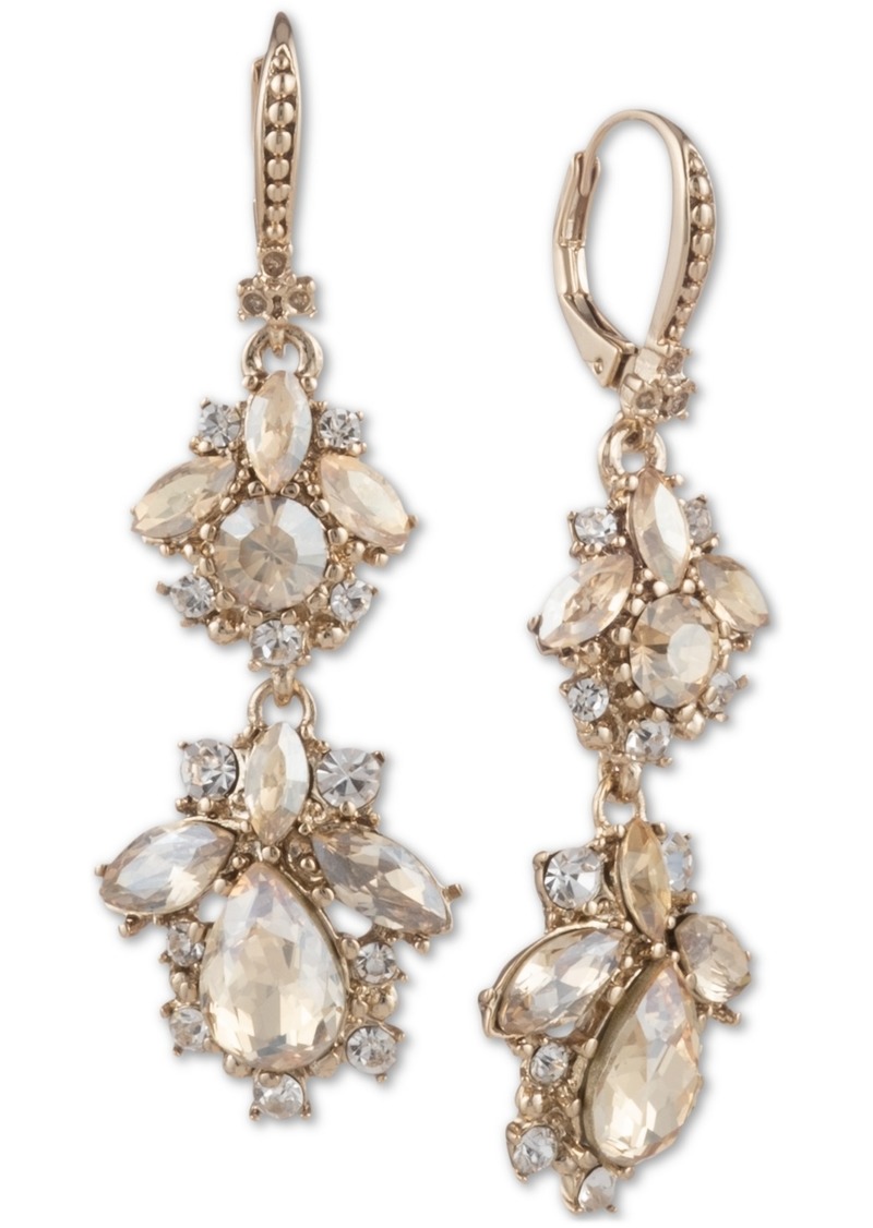 Marchesa Crystal Cluster Double Drop Earrings - Gold