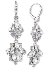 Marchesa Crystal Cluster Double Drop Earrings - Silver