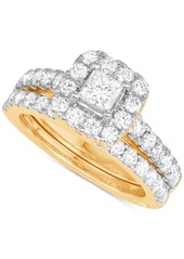 Marchesa Diamond Princess Bridal Set (2 ct. t.w.) in 18k White, Yellow or Rose Gold - Rose Gold
