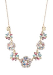 Marchesa Fresh Floral Crystal Cluster Frontal Necklace