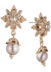 Marchesa Gold-Tone Crystal & Imitation Pearl Drop Earrings - Gold