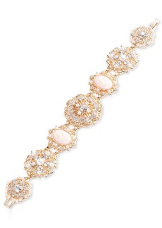 Marchesa Gold-Tone Crystal & Imitation Pearl Flower Cameo Flex Bracelet - Gold