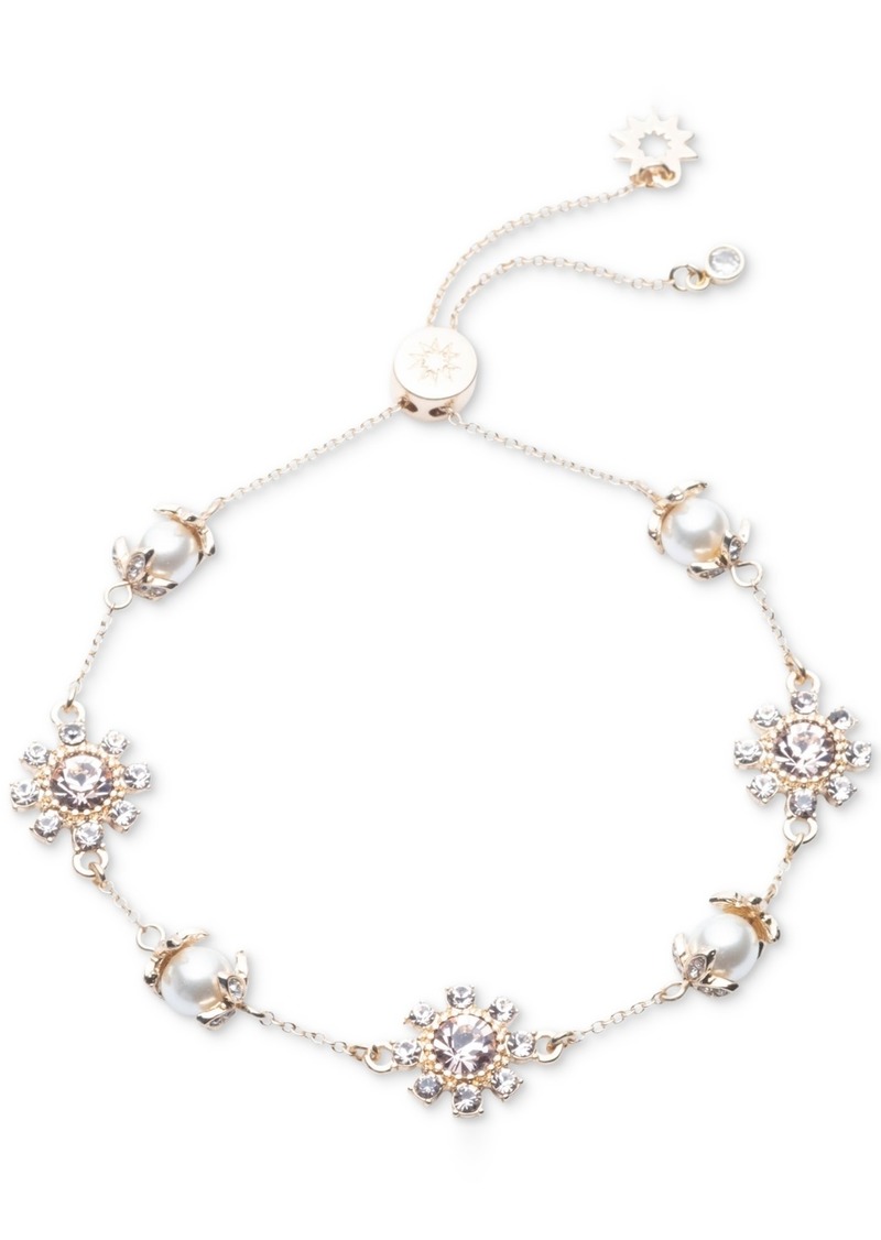 Marchesa Gold-Tone Crystal & Imitation Pearl Slider Bracelet - Cameo Pink