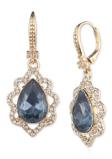 Marchesa Gold-Tone Crystal & Pear-Shape Stone Drop Earrings - Blue