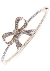 Marchesa Gold-Tone Crystal Bow Thin Bangle Bracelet - Crystal