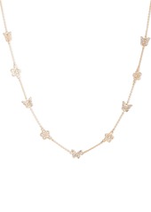 "Marchesa Gold-Tone Crystal Butterfly & Flower Collar Necklace, 16"" + 3"" extender - Crystal Wh"