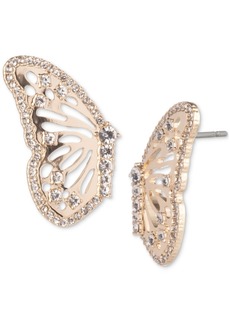 Marchesa Gold-Tone Crystal Butterfly Left-Right Drop Earrings - Crystal Wh