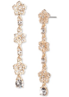 Marchesa Gold-Tone Crystal Butterfly Linear Drop Earrings - Crystal Wh