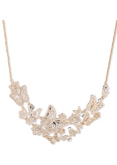 "Marchesa Gold-Tone Crystal Butterfly Statement Necklace, 16"" + 3"" extender - Crystal Wh"