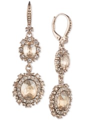 Marchesa Gold-Tone Crystal Double Drop Earrings - Gold