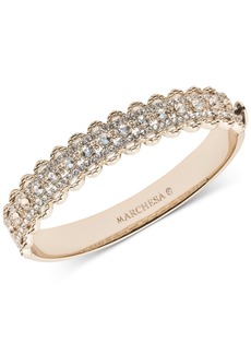 Marchesa Gold-Tone Crystal Filigree Bangle Bracelet - Gold