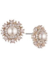 Marchesa Gold-Tone Cubic Zirconia & Imitation Pearl Button Earrings - Gold