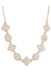 "Marchesa Gold-Tone Filigree Frontal Necklace, 16"" + 3"" extender - Gold"