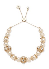 Marchesa Gold-Tone Imitation Pearl & Crystal Button Slider Bracelet - Gold