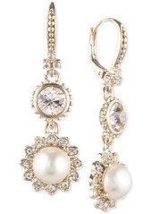 Marchesa Gold-Tone Imitation Pearl & Crystal Drop Earrings - Gold
