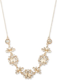 "Marchesa Gold-Tone Imitation Pearl, Stone & Crystal Fancy Collar Necklace, 16"" + 3"" extender - Golden"