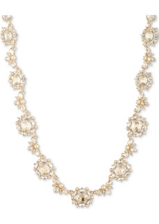 "Marchesa Gold-Tone Imitation Pearl, Stone & Crystal Fancy Collar Necklace, 16"" + 3"" extender - Golden"