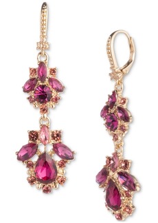 Marchesa Gold-Tone Mixed Stone Cluster Double Drop Earrings - Pink
