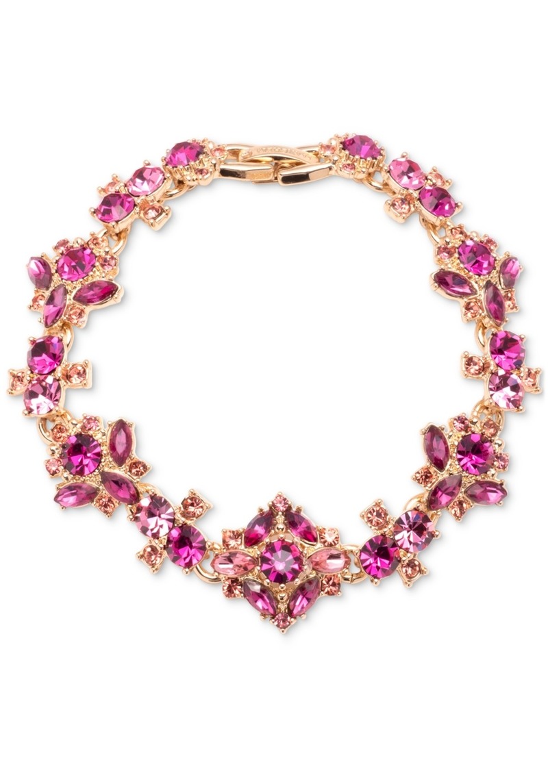 Marchesa Gold-Tone Mixed Stone Cluster Flex Bracelet - Pink