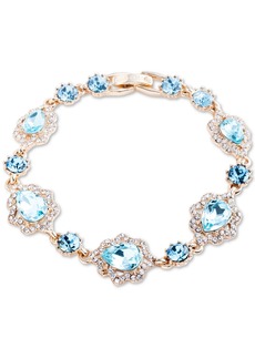 Marchesa Gold-Tone Round & Pear-Shape Crystal Flex Bracelet - Blue