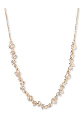 "Marchesa Gold-Tone Stone Vine Leaf Frontal Necklace, 16"" + 3"" extender - Golden"