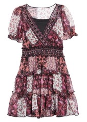 Marchesa Kids' Patchwork Print Faux Wrap Dress in Rose Multi at Nordstrom