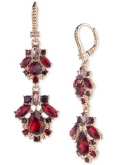 Marchesa Mixed Cut Crystal & Stone Double Drop Earrings - Dark Gray