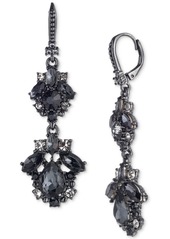 Marchesa Mixed Cut Crystal & Stone Double Drop Earrings - Dark Gray