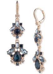 Marchesa Mixed Cut Crystal & Stone Double Drop Earrings - Dark Gray